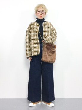 「I am I in fact...（アイアムアイインファクト）のアイテム（ブルゾン）」を使った、ひいこさん（レディース・154cm）の冬コーディネート