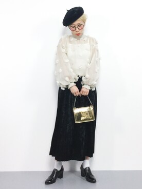 「ひいこドットコム」｜「アイテム（ハンチング/ベレー帽）」を使った、ひいこさん（レディース・154cm）の冬コーディネート