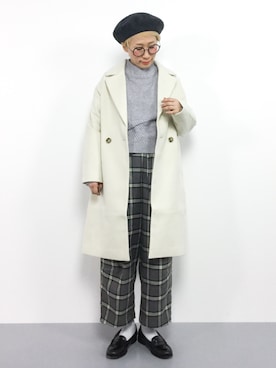 「ショート丈トップス」｜「アイテム（チェスターコート）」を使った、ひいこさん（レディース・154cm）の冬コーディネート