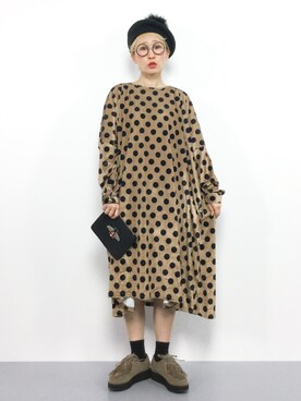 「ひいこドットコム」｜「アイテム（ワンピース/ドレス）」を使った、ひいこさん（レディース・154cm）の冬コーディネート