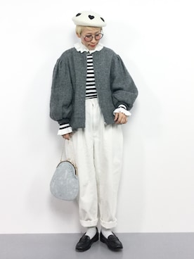 「I am I in fact...（アイアムアイインファクト）のアイテム（ブルゾン）」を使った、ひいこさん（レディース・154cm）の冬コーディネート