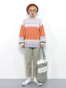 「w closet」｜「アイテム（ハンチング/ベレー帽）」を使った、ひいこさん（レディース・154cm）の冬コーディネート