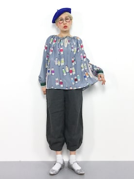 「Dot＆Stripes CHILD WOMAN（ドットアンドストライプス　チャイルドウーマン）の●エナメル/グリッターワンストラップ　シューズ（パンプス）」を使った、ひいこさん（レディース・154cm）の冬コーディネート