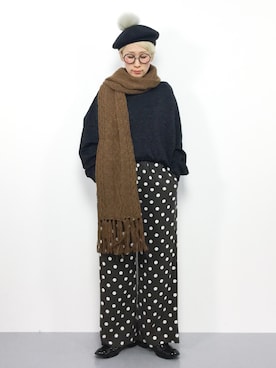 「ひいこドットコム」｜「アイテム（スウェット）」を使った、ひいこさん（レディース・154cm）の冬コーディネート