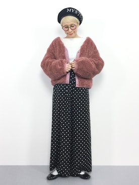 「w closet」｜「アイテム（ハンチング/ベレー帽）」を使った、ひいこさん（レディース・154cm）の冬コーディネート