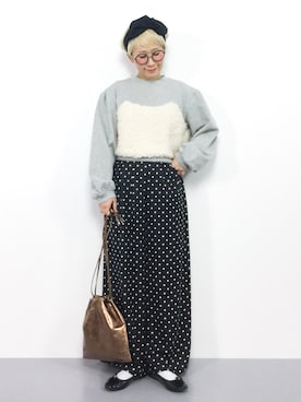「ひいこドットコム」｜「アイテム（スウェット）」を使った、ひいこさん（レディース・154cm）の冬コーディネート