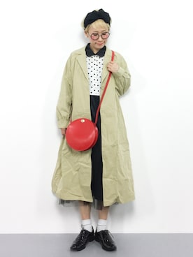 「サークルバッグ」｜「アイテム（チェスターコート）」を使った、ひいこさん（レディース・154cm）の冬コーディネート