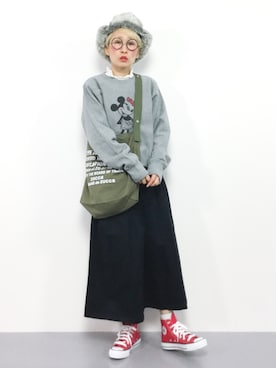 「Burner（バーナー）のアイテム（キャップ）」を使った、ひいこさん（レディース・154cm）の冬コーディネート