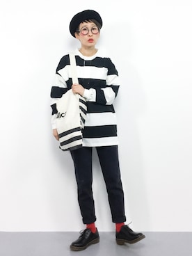 「ラガーシャツ」｜ひいこさん（レディース・154cm）の冬コーディネート