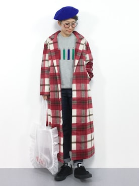 「FRAPBOIS」｜「アイテム（チェスターコート）」を使った、ひいこさん（レディース・154cm）の冬コーディネート
