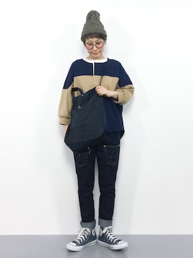 「reca（レカ）のアイテム（ニットキャップ/ビーニー）」を使った、ひいこさん（レディース・154cm）の冬コーディネート