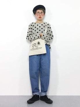 「ひいこドットコム」｜「アイテム（ハンチング/ベレー帽）」を使った、ひいこさん（レディース・154cm）の冬コーディネート