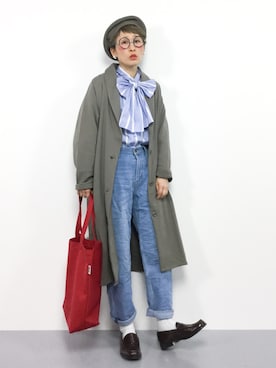 「ボウタイ」｜ひいこさん（レディース・154cm）の冬コーディネート