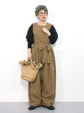 「カオリノモリ」｜「アイテム（サロペット/オーバーオール）」を使った、ひいこさん（レディース・154cm）の春コーディネート