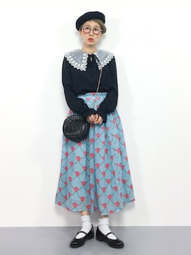 「Samansa Mos2 blue（サマンサモスモスブルー）のアイテム（ハンチング/ベレー帽）」を使った、ひいこさん（レディース・154cm）の春コーディネート