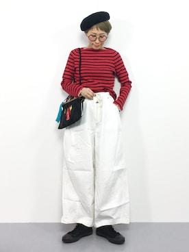 「Samansa Mos2 blue（サマンサモスモスブルー）のアイテム（ハンチング/ベレー帽）」を使った、ひいこさん（レディース・154cm）の春コーディネート
