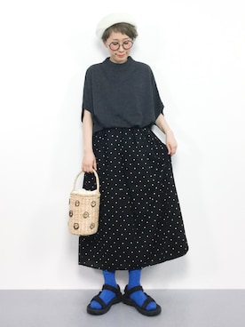 「SpRay（スプレイ）のアイテム（ハンチング/ベレー帽）」を使った、ひいこさん（レディース・154cm）の春コーディネート