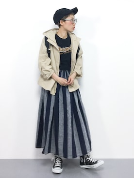 「archives（アルシーヴ）のアイテム（マウンテンパーカー）」を使った、ひいこさん（レディース・154cm）の春コーディネート