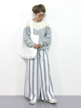 「RAY CASSIN（レイカズン）のアイテム（スウェット）」を使った、ひいこさん（レディース・154cm）の春コーディネート