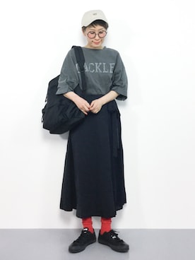 「cepo（セポ）のアイテム（キャップ）」を使った、ひいこさん（レディース・154cm）の春コーディネート