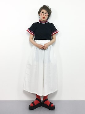 「Teva（テバ）のTeva / プラットフォーム ユニバーサル（サンダル）」を使った、ひいこさん（レディース・154cm）の春コーディネート