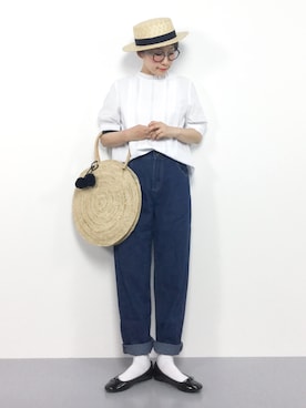 「SALON adam et rope'（サロン アダム エ ロペ）のアイテム（ハット）」を使った、ひいこさん（レディース・154cm）の春コーディネート
