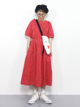 「ちょこびおすすめ」｜「アイテム（ワンピース/ドレス）」を使った、ひいこさん（レディース・154cm）の春コーディネート