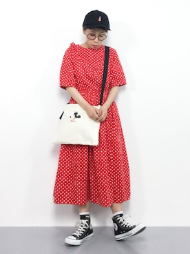 「ちょこびおすすめ」｜「アイテム（ワンピース/ドレス）」を使った、ひいこさん（レディース・154cm）の春コーディネート