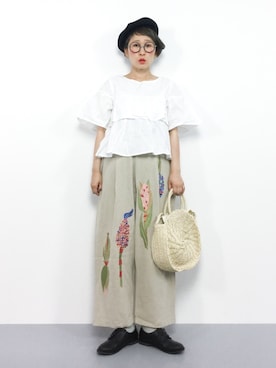 「サークルバッグ」｜「アイテム（その他シューズ）」を使った、ひいこさん（レディース・154cm）の夏コーディネート