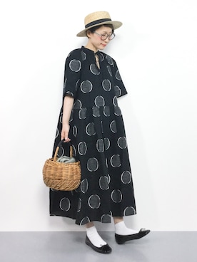 「Supreme.La.La.（シュープリームララ）のアイテム（帽子）」を使った、ひいこさん（レディース・154cm）の夏コーディネート