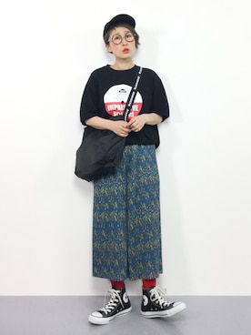 「GUILD PRIME（ギルドプライム）のアイテム（帽子）」を使った、ひいこさん（レディース・154cm）の夏コーディネート