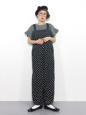 「select MOCA（セレクトモカ）のアイテム（サロペット/オーバーオール）」を使った、ひいこさん（レディース・154cm）の夏コーディネート