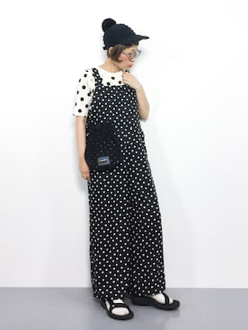 「select MOCA（セレクトモカ）のアイテム（サロペット/オーバーオール）」を使った、ひいこさん（レディース・154cm）の夏コーディネート