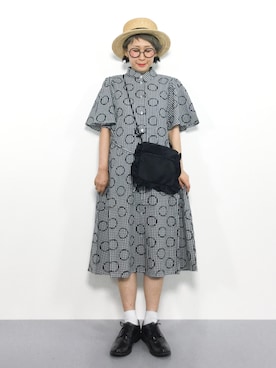 「POU DOU DOU（プードゥドゥ）のアイテム（シャツワンピース）」を使った、ひいこさん（レディース・154cm）の夏コーディネート