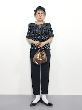 「黒パンツ」｜ひいこさん（レディース・154cm）の夏コーディネート