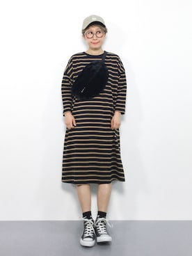 「UNDERCONTROL（アンダーコントロール）のアイテム（帽子）」を使った、ひいこさん（レディース・154cm）の夏コーディネート