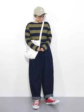 「UNDERCONTROL（アンダーコントロール）のアイテム（帽子）」を使った、ひいこさん（レディース・154cm）の夏コーディネート