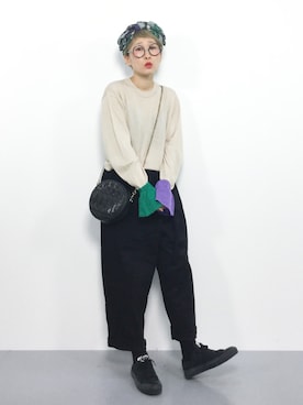 「黒パンツ」｜ひいこさん（レディース・154cm）の秋コーディネート