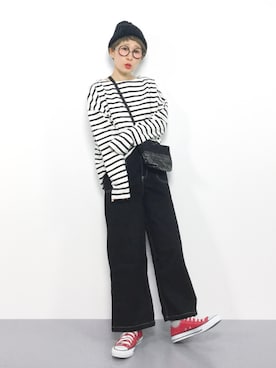 「黒パンツ」｜ひいこさん（レディース・154cm）の秋コーディネート