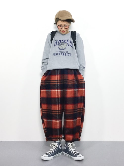 antiqua（アンティカ）の「チェック柄サルエルパンツ（その他パンツ