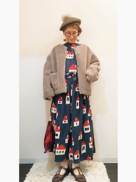 「PUAL CE CIN（ピュアルセシン）のアイテム（ノーカラージャケット）」を使った、ひいこさん（レディース・154cm）の秋コーディネート