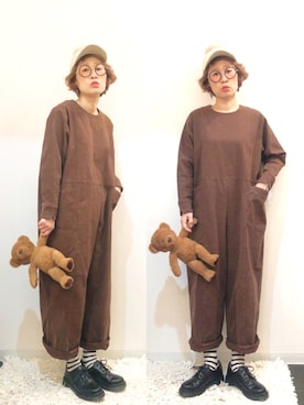 「ボーダーソックス」｜「アイテム（その他シューズ）」を使った、ひいこさん（レディース・154cm）の秋コーディネート