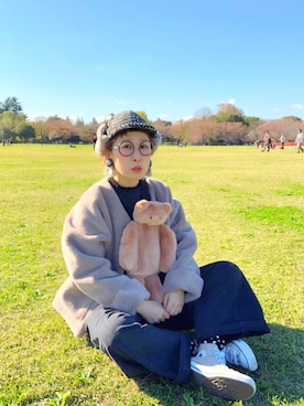 「PUAL CE CIN（ピュアルセシン）のアイテム（ノーカラージャケット）」を使った、ひいこさん（レディース・154cm）の秋コーディネート