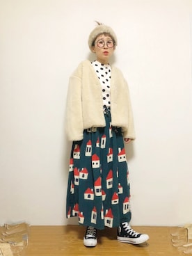 「アイラブCONVERSE」｜「アイテム（その他アウター）」を使った、ひいこさん（レディース・154cm）の冬コーディネート