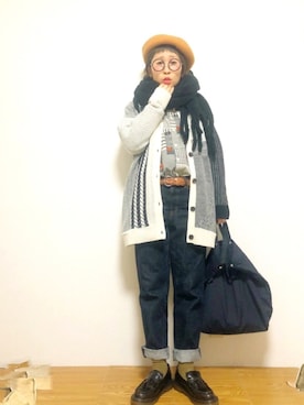 「ウエストイン」｜「アイテム（帽子）」を使った、ひいこさん（レディース・154cm）の冬コーディネート