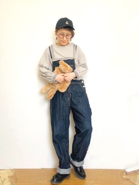 「unrelaxing（アンリラクシング）のアイテム（帽子）」を使った、ひいこさん（レディース・154cm）の冬コーディネート