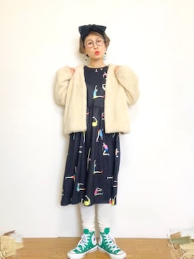 「カオリノモリ」｜「アイテム（その他アウター）」を使った、ひいこさん（レディース・154cm）の冬コーディネート