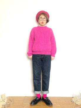 「アイテム（ローファー）」を使った、ひいこさん（レディース・154cm）の冬コーディネート