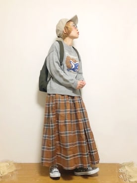 「PAR ICI（パーリッシィ）のアイテム（帽子）」を使った、ひいこさん（レディース・154cm）の春コーディネート