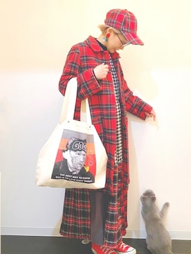 「WC（ダブル シー）のアイテム（キャップ）」を使った、ひいこさん（レディース・154cm）の冬コーディネート
